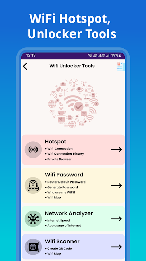 Android application WIFI Hotspot Unlocker Tool screenshort