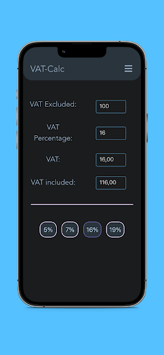 VAT Calculator Screen 2