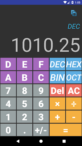 Binary Calculator and Converte Screen 3