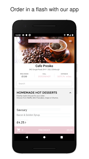 Android application Cafe Presko screenshort