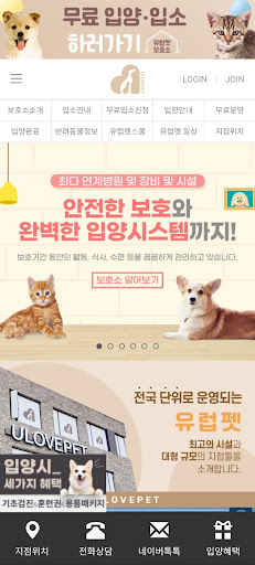 Android application 강아지입양 고양이입양 - 유럽펫 유기동물보호센터 screenshort