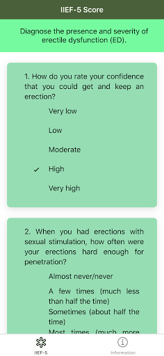 Android application IIEF-5 Erectile Dysfunction screenshort