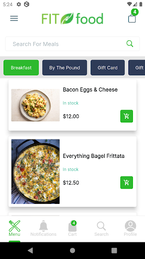 Android application FitFoodNJ screenshort