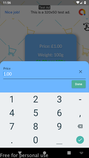 Supermarket Calculator Screen 2