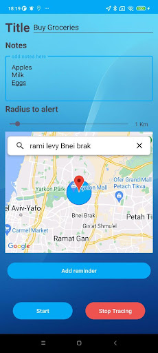 Android application Remind Me Near screenshort