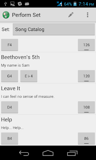 Android application A Cappella Set List screenshort
