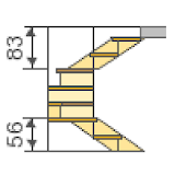 Stairs to 180 ° rotary stages icon