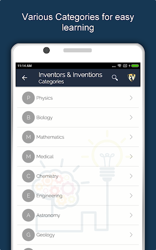 Screenshot of Inventions and Inventors App
