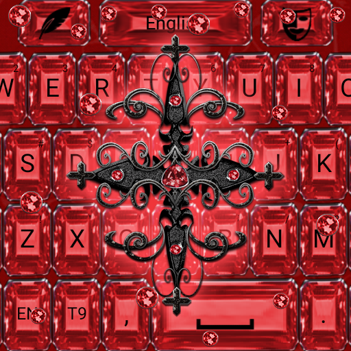 Red Gothic Cross Keyboard them logo