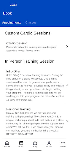 B.O.S.S. Fitness Screen 2