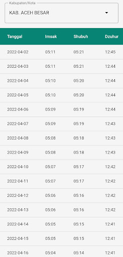 Jadwal Imsakiyah 2022M/1443H Screen 3