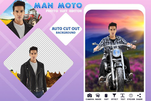 Android application Man Bike Rider Photo Editor screenshort
