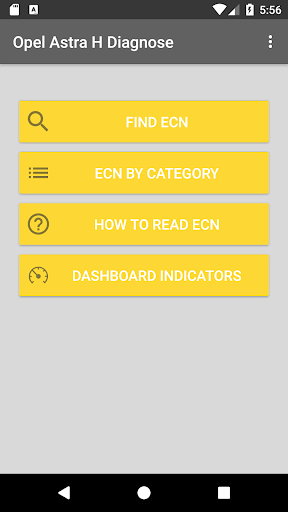 Android application Opel Astra H Diagnose screenshort