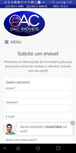 Android application OAC Imóveis screenshort