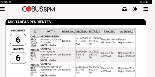 Android application COBUS BPM screenshort