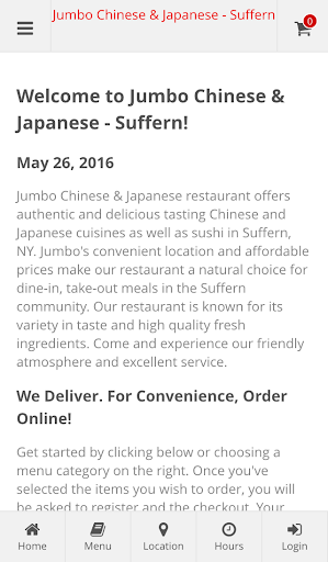 Android application Jumbo Restaurant Suffern screenshort