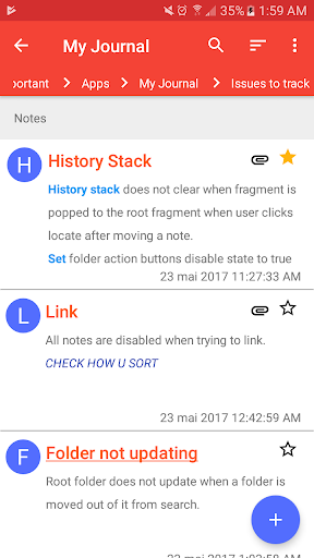 Android application My Journal screenshort