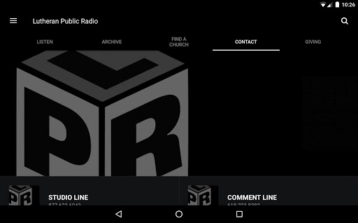 Screenshot of Lutheran Public Radio