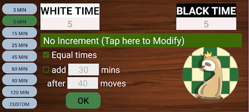 Android application Chess Timer Slothius screenshort