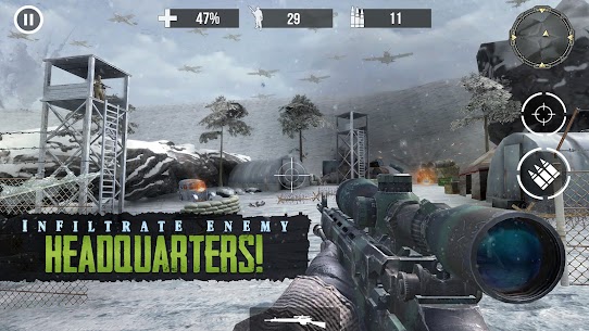 Call of Free WW Sniper Fire : Duty For War Ver. 51 MOD APK, DUMB ENEMY, GOD MODE