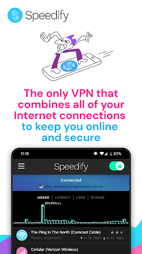 Screenshot of Speedify Fast Bonding VPN