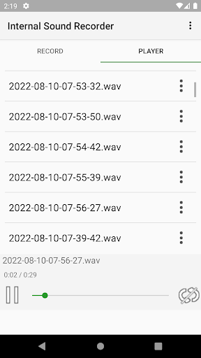 Internal Sound Recorder Screen 2
