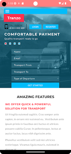 Android application Tranzo screenshort