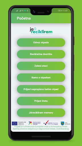 Android application Ja recikliram screenshort