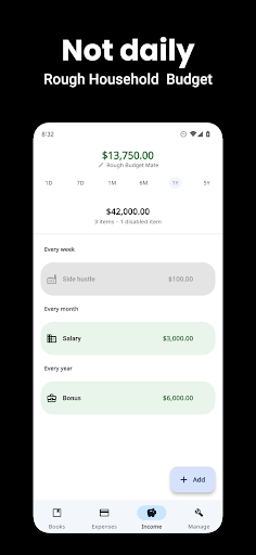 Android application Rough Budget Mate - I&E Mng. screenshort
