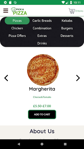 Android application Pick A Pizza screenshort