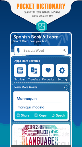 Android application English to Spanish Dictionary screenshort