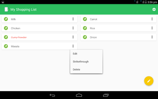 Screenshot of My Shopping List - to do list