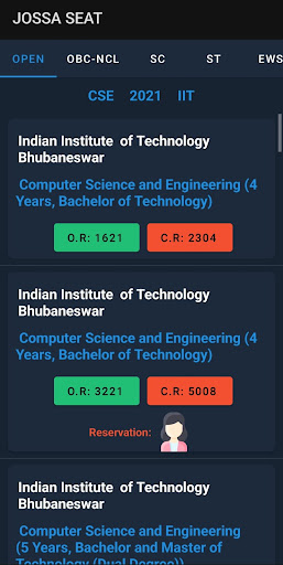 IIT JOSSA RANK Screen 3