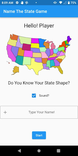 Android application State Map Game screenshort
