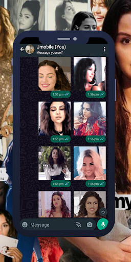 Android application Salena Gomez GIF WASticker screenshort
