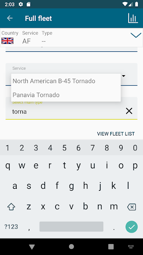 Plane database Screen 2