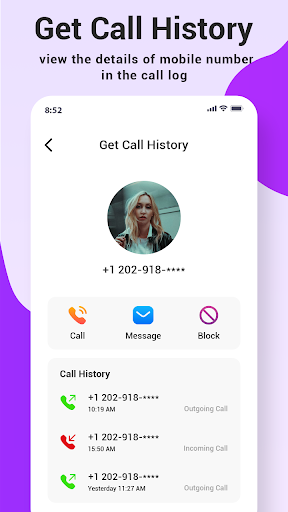 Call History any number detail Screen 3