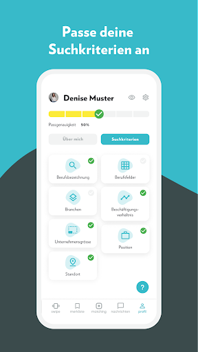 Android application gastrojob – Jobsuche per Swipe screenshort