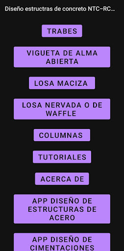 Android application Estructuras de concreto NTC screenshort