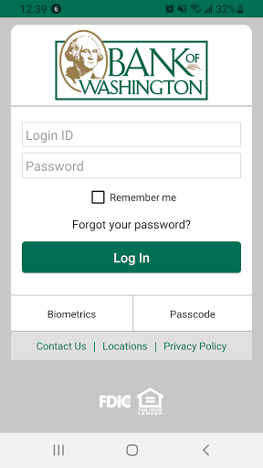 Android application Bank of Washington screenshort