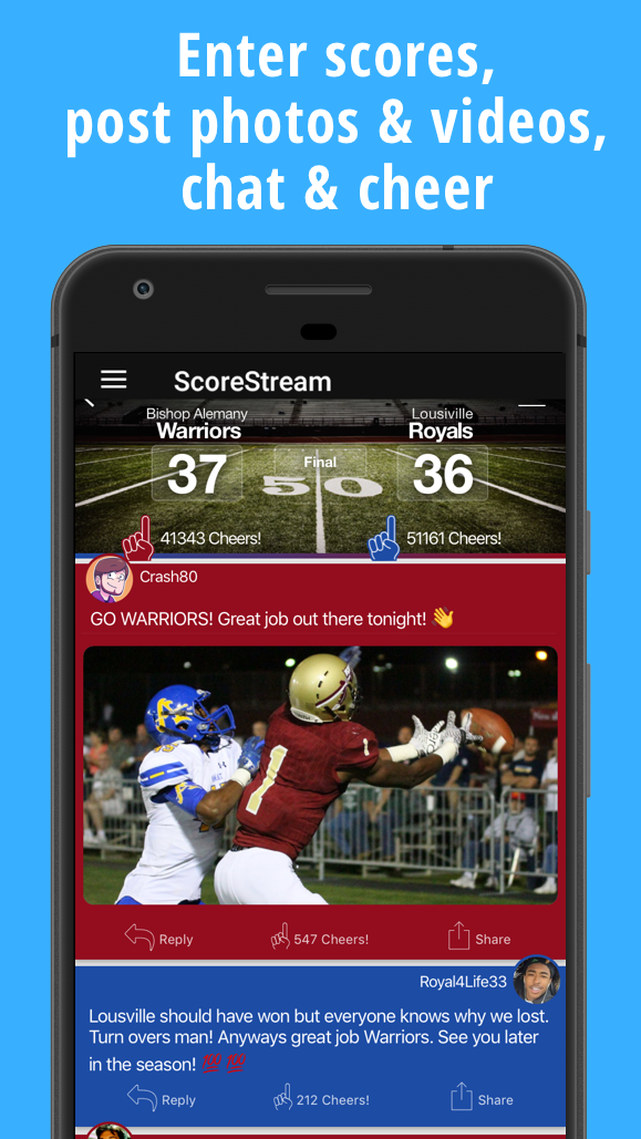 Android application ScoreStream High School Sports screenshort