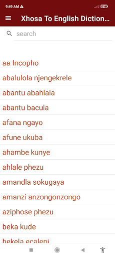 Android application Xhosa To English Dictionary screenshort