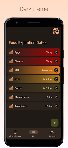 Android application Food Expiry screenshort