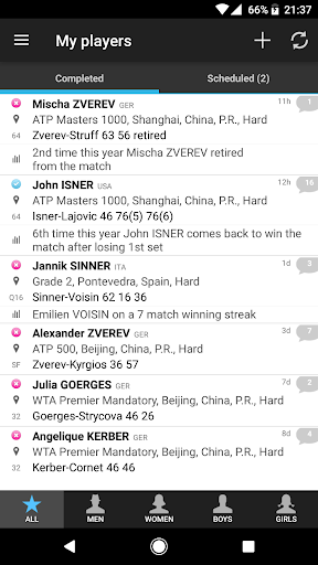 Android application Resultina screenshort