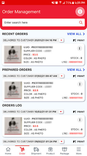 L192 Delivery and Business Screen 2