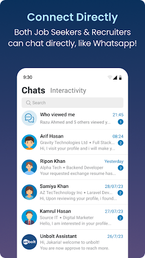 Unbolt - Chat Based Hiring App Screen 3