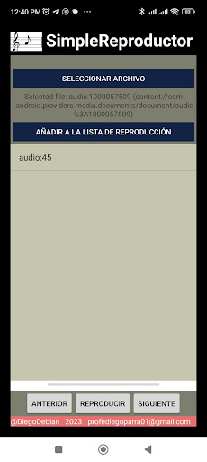 SimpleReproductor Screen 3