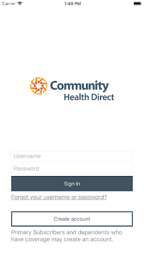 Android application Community Health Direct screenshort
