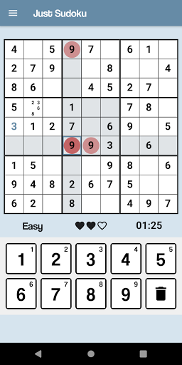 Android application Just Sudoku screenshort