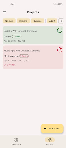 Projman: Project Management Screen 2